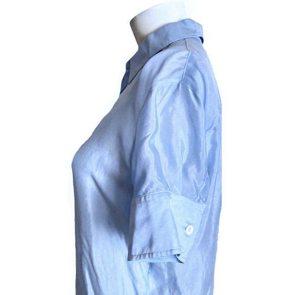 Vintageโ90โs DOLCE & GABBANA White Label Baby Blue Button Down Blouse - Picture 10 of 14